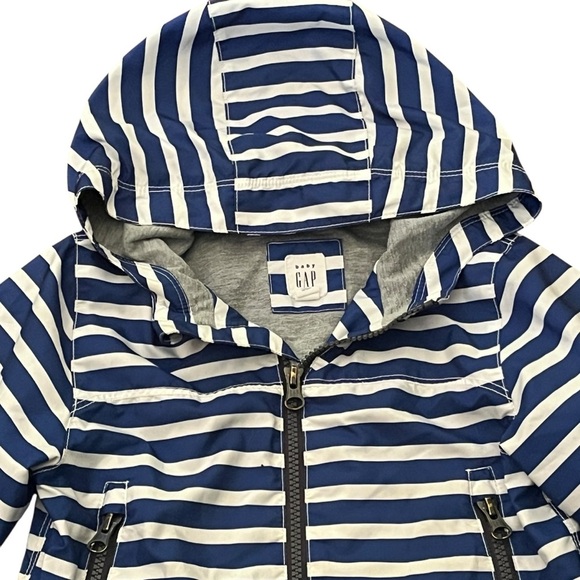 Baby Gap Windbuster Jacket Striped Blue and White size 3T lined - Picture 5 of 9